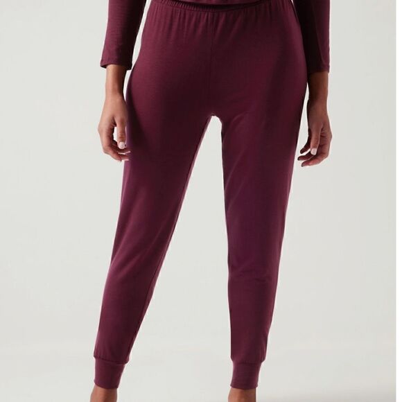 Athleta Nighttime Bliss Sleep Jogger, Deep Burgundy, Size XS. - Picture 1 of 9